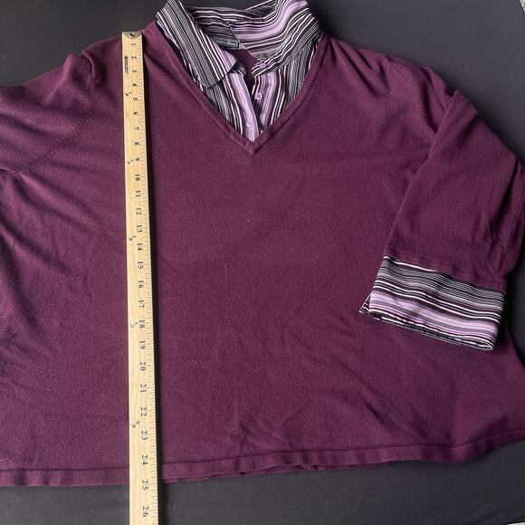 Apt 9 Womens Top Plus Size 3X Rayon Blend Office Faux Layered Vneck Stretchy - Picture 7 of 8